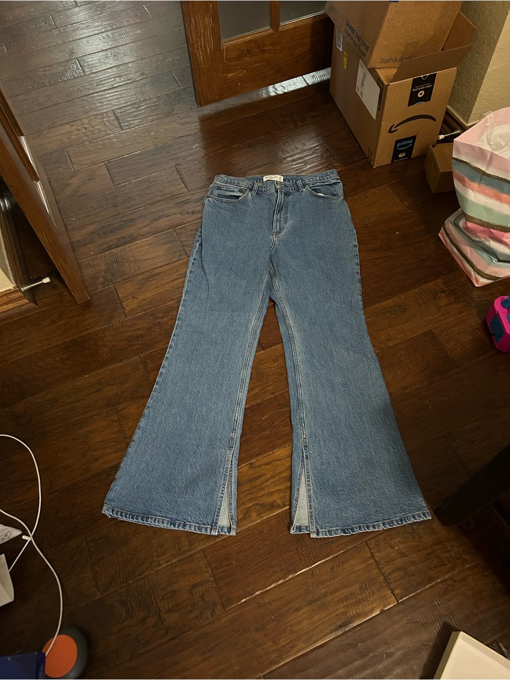 Abercrombie & Fitch Light Blue Flare Jeans with Front Slits